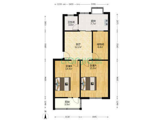 同心路52号院 2室1厅1卫 74平方