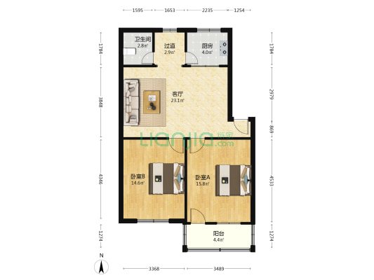 集贸市场 2室1厅1卫 82平方