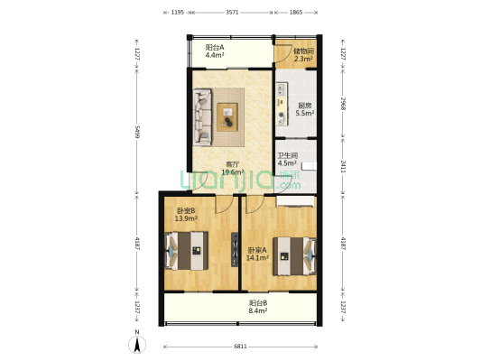 兴华南街10号 2室1厅1卫 98平方