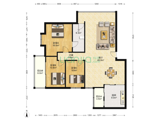 碧翠豪城 3室1厅1卫 219平方
