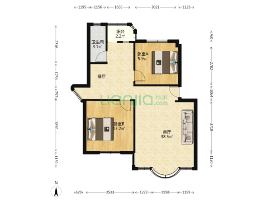 新园东区 2室1厅1卫 68平方