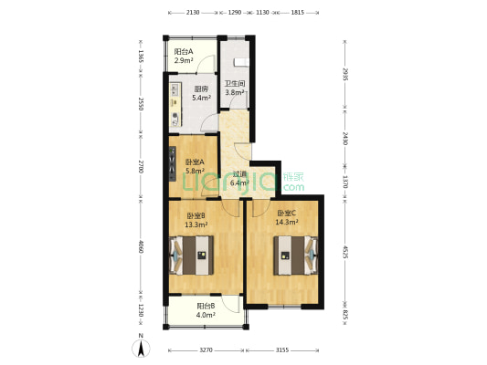 洪家楼南路12号 3室0厅1卫 69平方