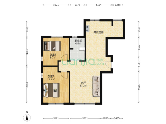 君悦豪庭B区 2室1厅1卫 90平方