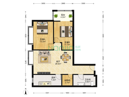 都市邻里 2室1厅1卫 101平方