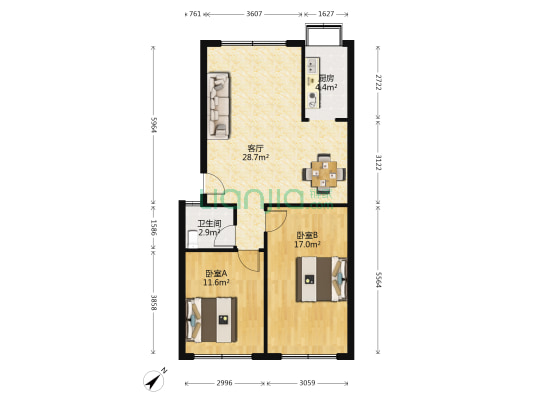 长征路二农机家属院 2室1厅1卫 86平方