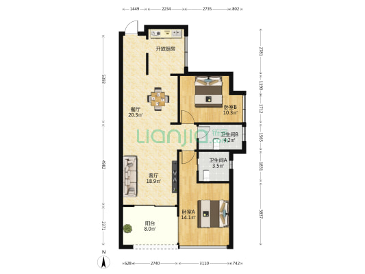 海棠湾8号温泉公馆 2室2厅2卫 90平方