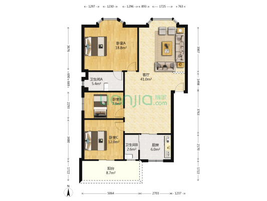 太东巷77号院 3室1厅2卫 111平方
