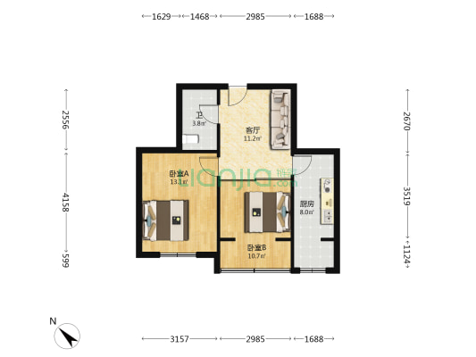 通达家园 2室1厅1卫 70平方