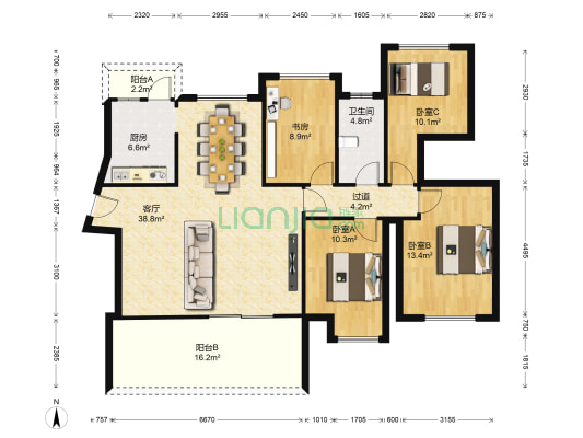 富和名都一期 4室1厅1卫 141平方
