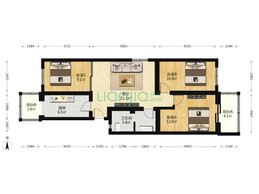 西环路甲2号 3室1厅1卫 96平方
