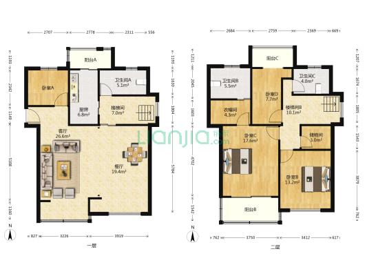绿洲长岛花园 4室2厅3卫 196平方