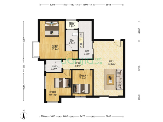 碧江碧豪轩 3室1厅2卫 98平方
