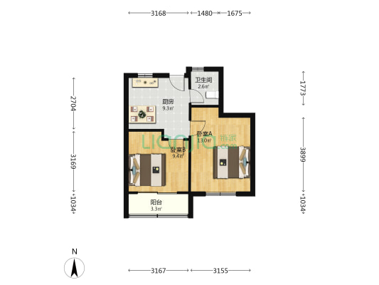 恒丰小区 2室0厅1卫 48平方