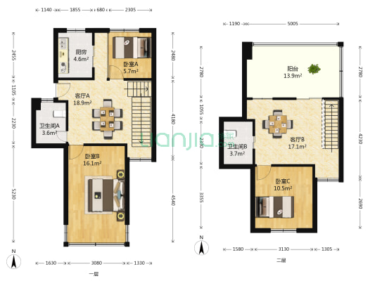 信鸿花园南区 3室2厅2卫 62平方