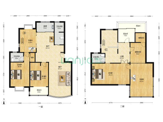文华园 5室2厅3卫 204平方