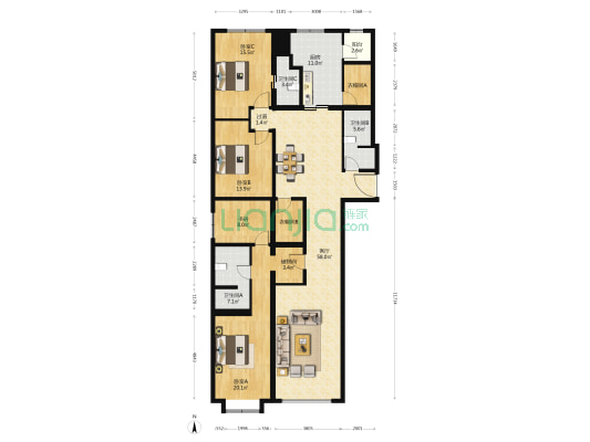 中信国安府 4室1厅3卫 242平方