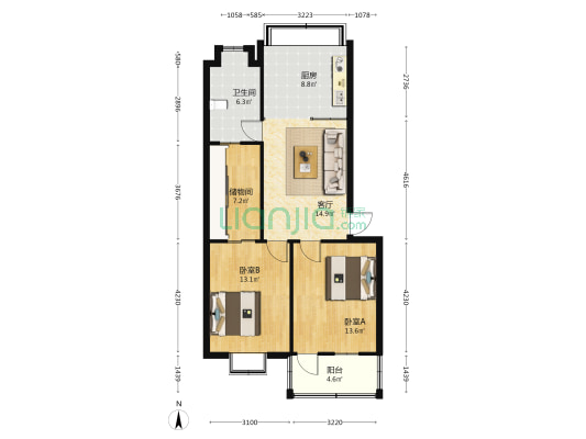 工行家属院(襄城区) 2室1厅1卫 81平方