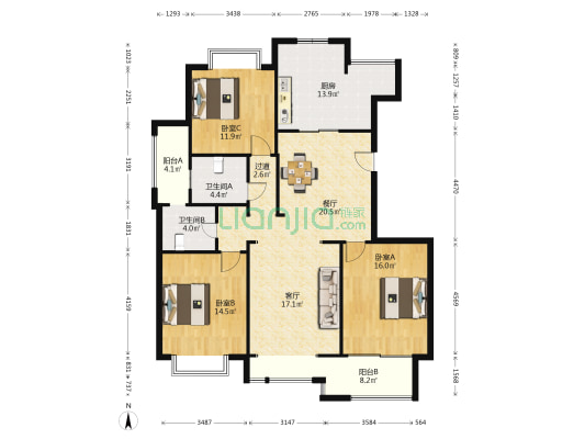 水韵江南花园 3室2厅2卫 142平方