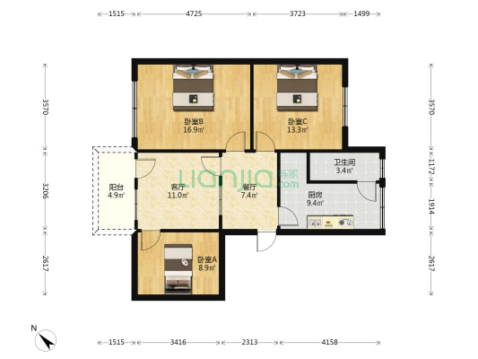 花溪大道北段66号 3室2厅1卫 95平方