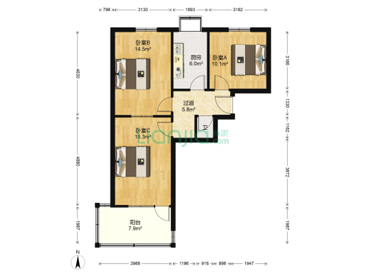 经三路 3室0厅1卫 69平方