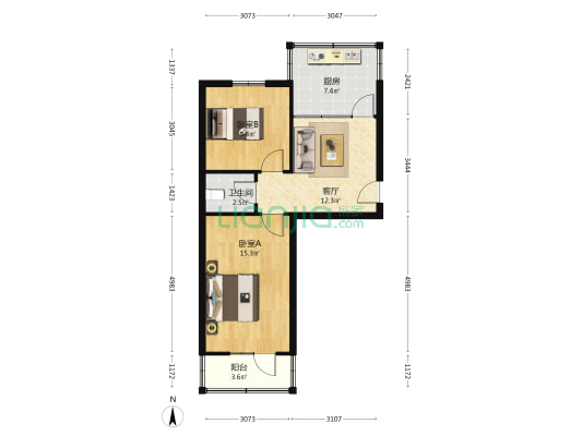 古新巷12号 2室1厅1卫 59平方