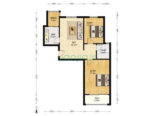 西尚美 2室1厅1卫 95平方