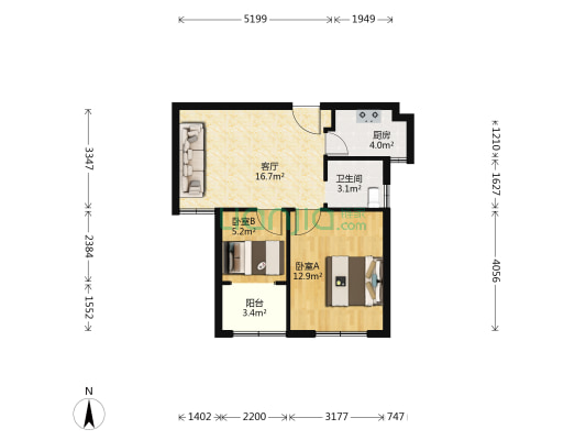 锦和名苑 2室1厅1卫 66平方