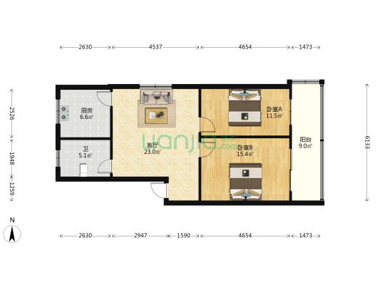 东三街北14号院 2室1厅1卫 82平方