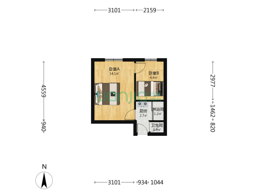 重庆公寓 2室0厅2卫 36平方