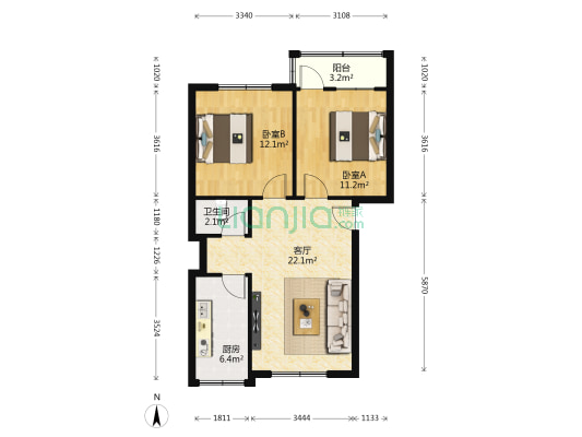 福棠巷 2室1厅1卫 64平方