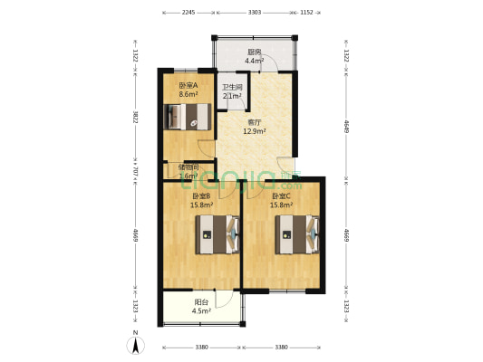 中日化小区 3室1厅1卫 75平方