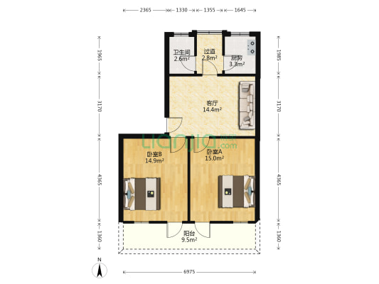 工农路89号 2室1厅1卫 82平方