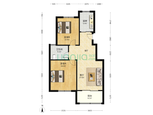 润和苑二期 2室1厅1卫 94平方