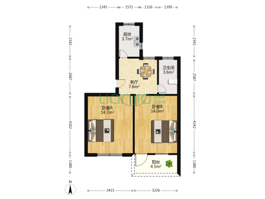 新桥北村 2室1厅1卫 60平方