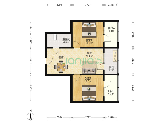 经贸家属院 2室1厅1卫 67平方