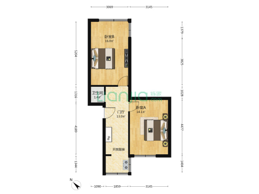 金河路63号新1号 2室0厅1卫 51平方