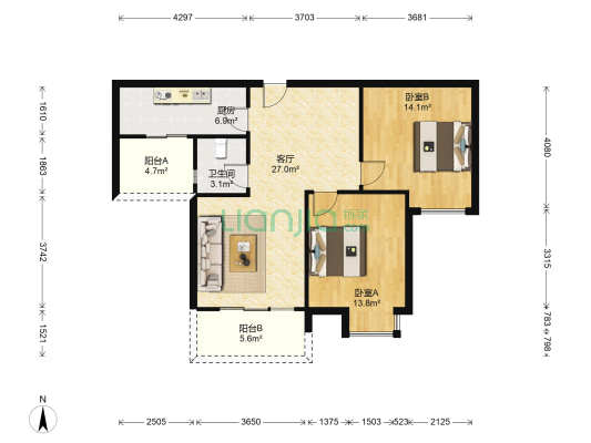 佳阳翠湖里 2室1厅1卫 92平方