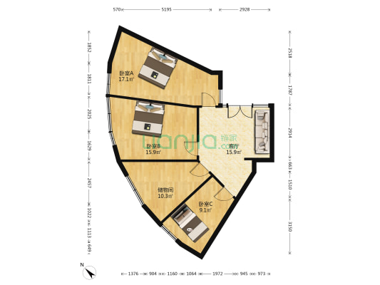 中力企业大厦 3室1厅0卫 104平方