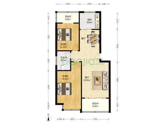 康复前街48号 2室1厅1卫 101平方