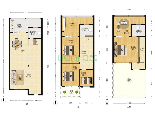 香榭丽舍 5室1厅3卫 206平方