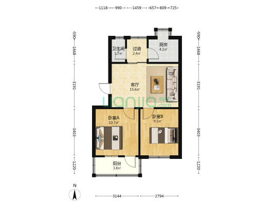 市邮政局保爱住宅楼 2室1厅1卫 60平方