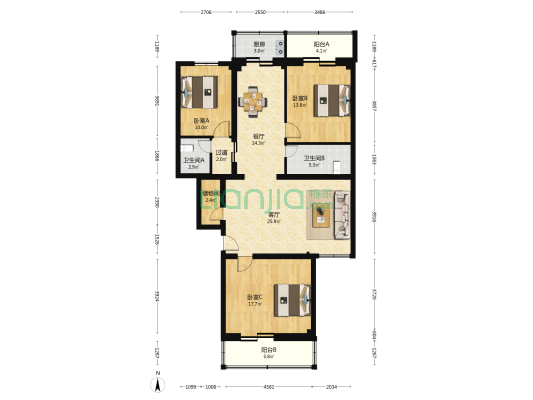 瑞明路 3室2厅2卫 138平方