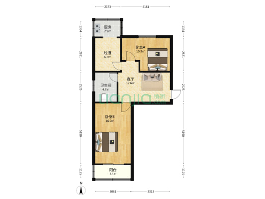 惠民南巷13号 2室1厅1卫 67平方