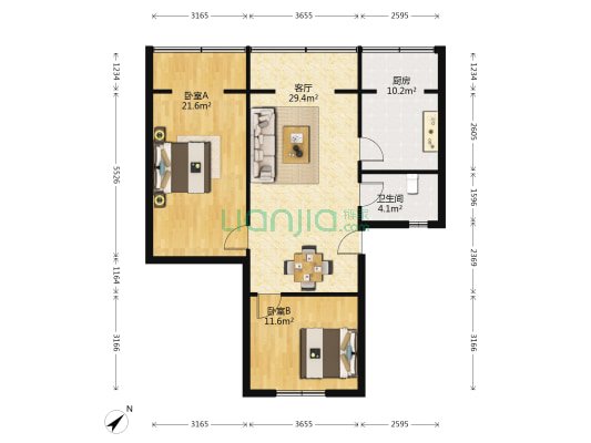 文庙西街13号 2室1厅1卫 90平方