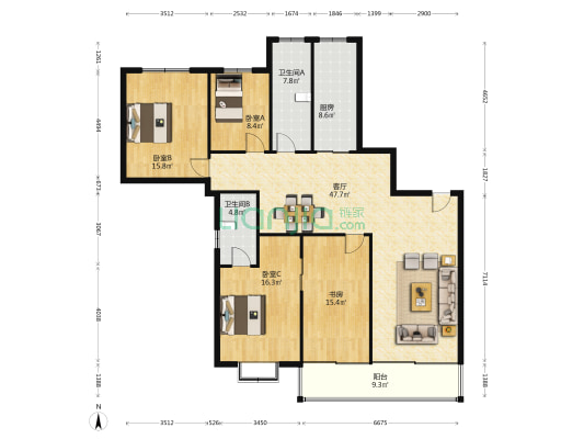 水韵庭园 4室1厅2卫 177平方