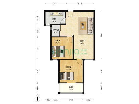 港东名居三期 2室1厅1卫 82平方