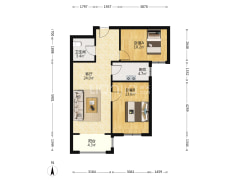 朝南向2居 户型方正 全天采光-涿州鹏渤印象城牛津花园户型图