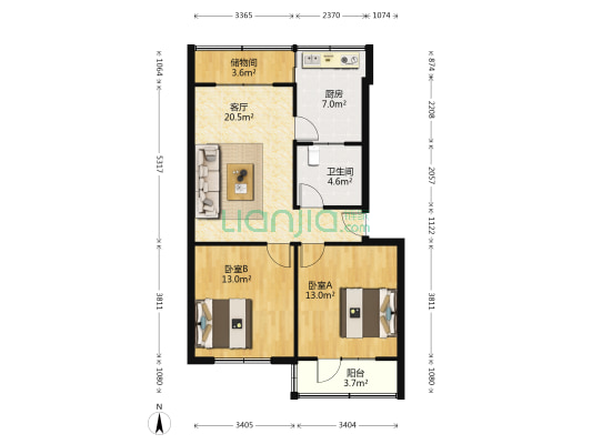 五街住宅楼 2室1厅1卫 81平方