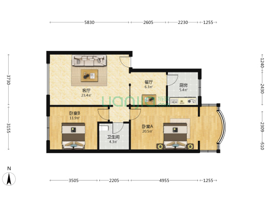 勤俭巷75号 2室2厅1卫 84平方