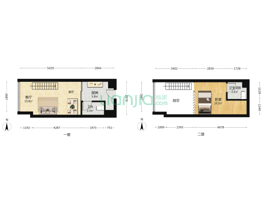 万科广场大都荟 1室1厅2卫 36平方